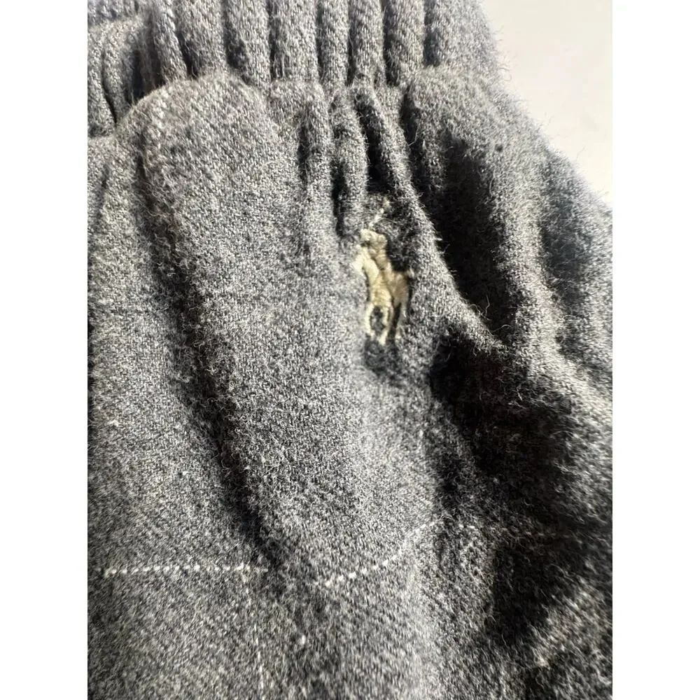Polo Ralph Lauren Men’s L Gray Plaid Sleepwear Lounge Pajama Pants Pony